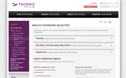 Taconic Biosciences Health Standard Selection Tool